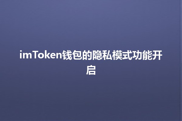 imToken钱包的隐私模式功能开启🛡️🌐